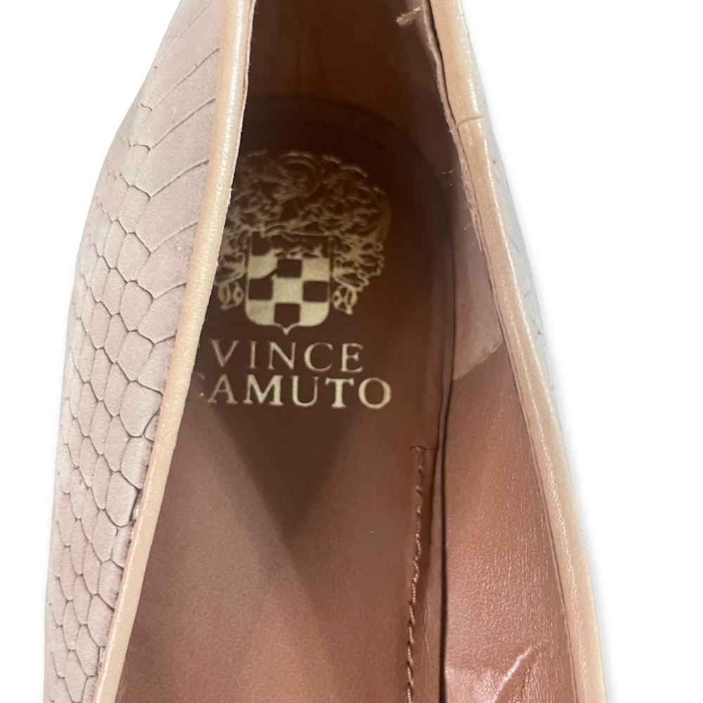 Vince Camuto Nude Soft Suede Snake Skin look heels - Picture 7 of 8